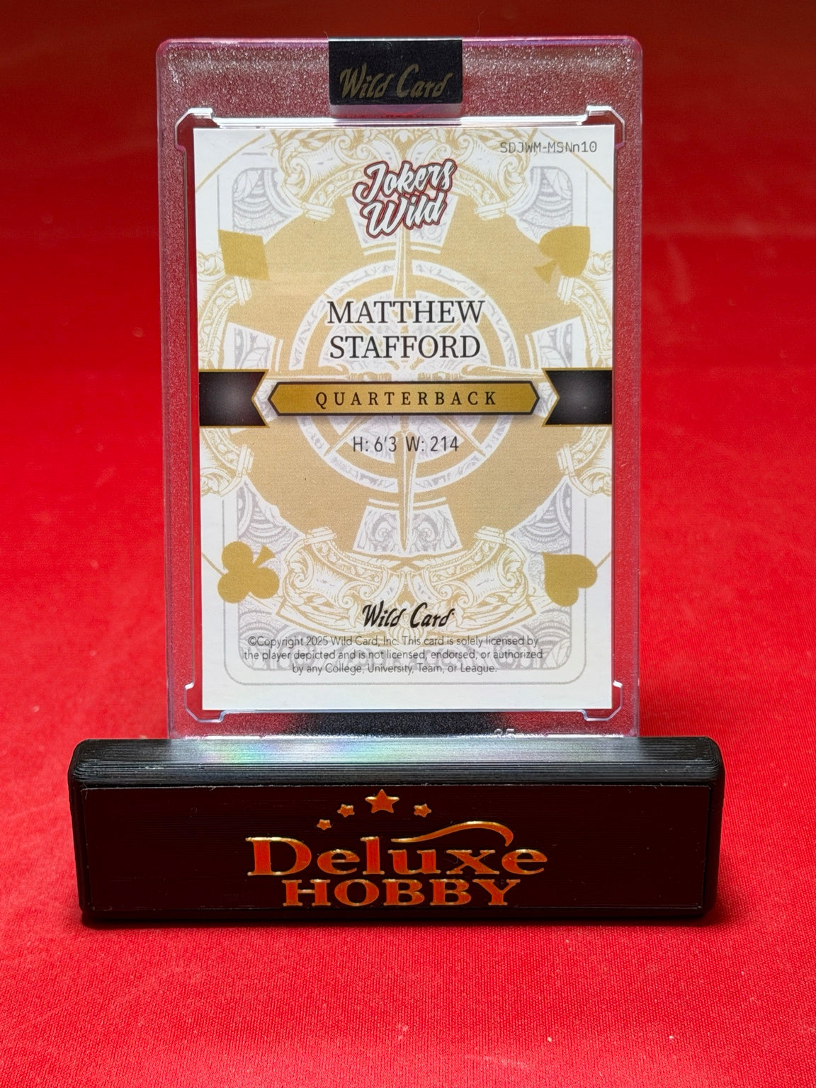 Matthew Stafford Jokers Wild 1/1 back