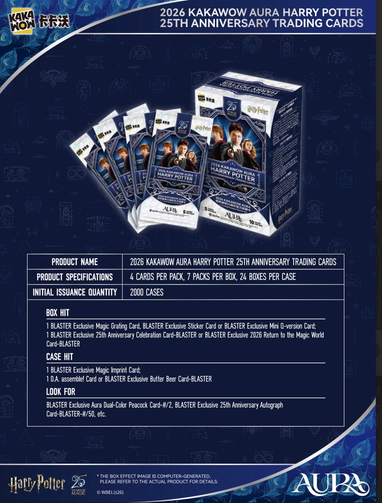 KAKAWOW AURA Harry Potter 25th Anniversary Trading Cards - Blaster Box