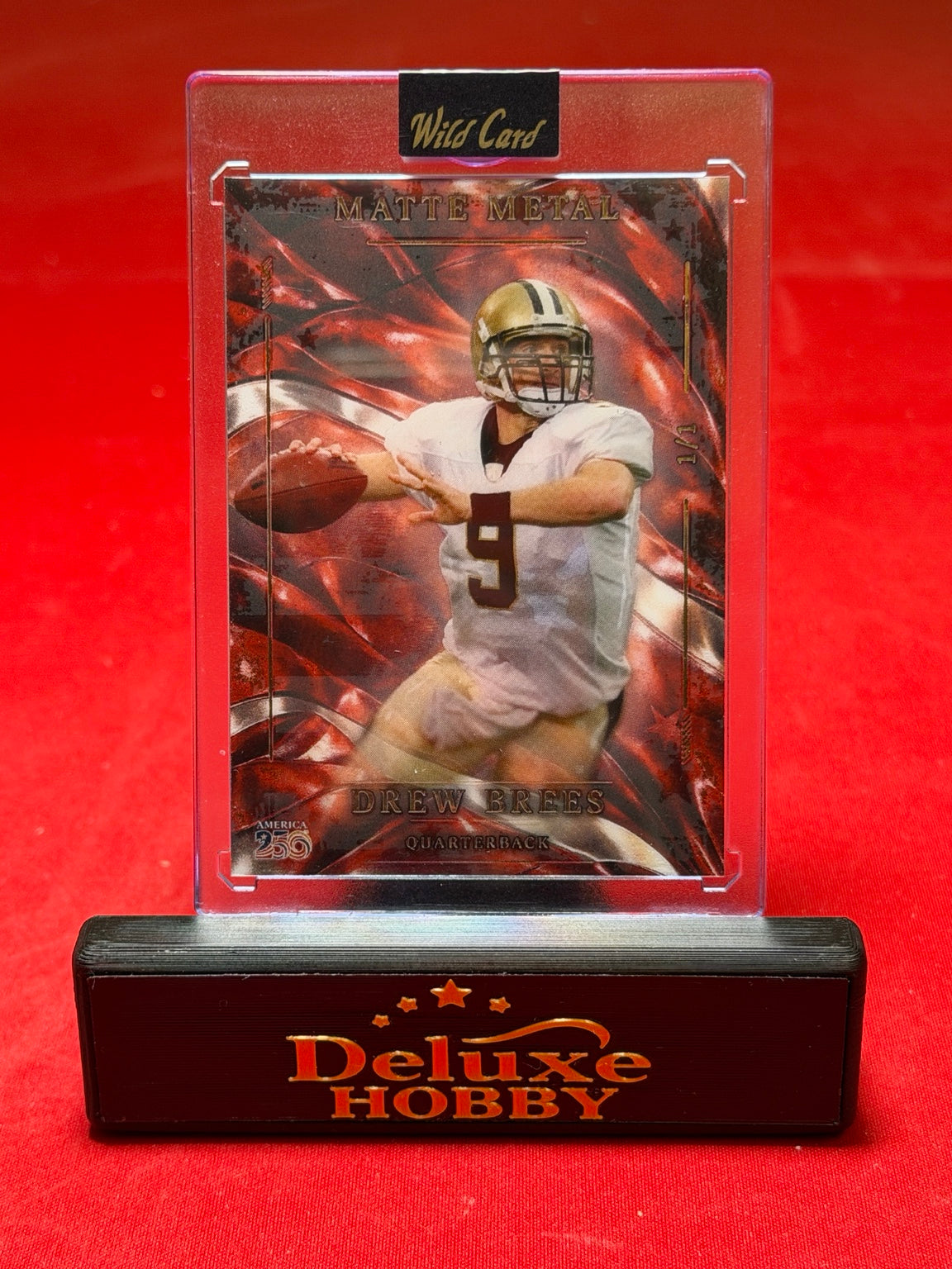 Drew Brees Matte Metal 1/1 actual front photograph