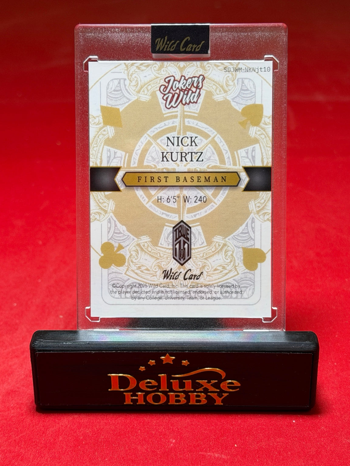 Nick Kurtz Jokers Wild True 1/1 actual back photograph