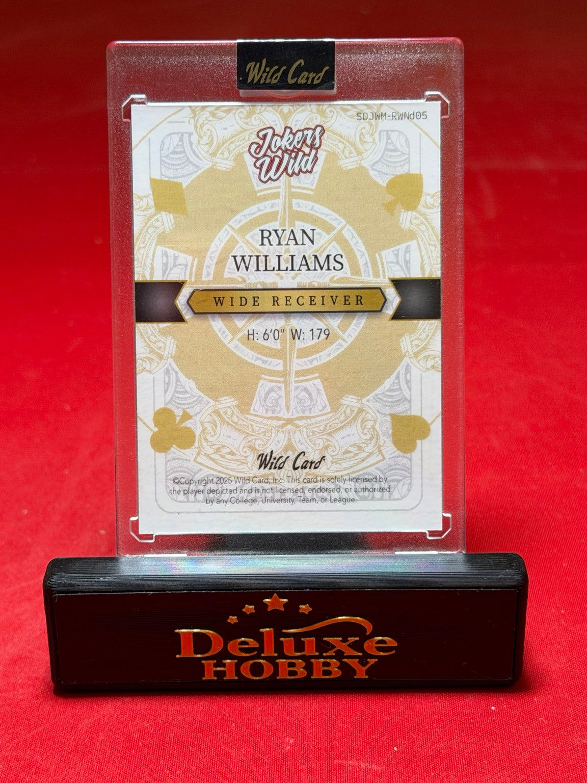 Ryan Williams Jokers Wild 1/1 actual back photograph